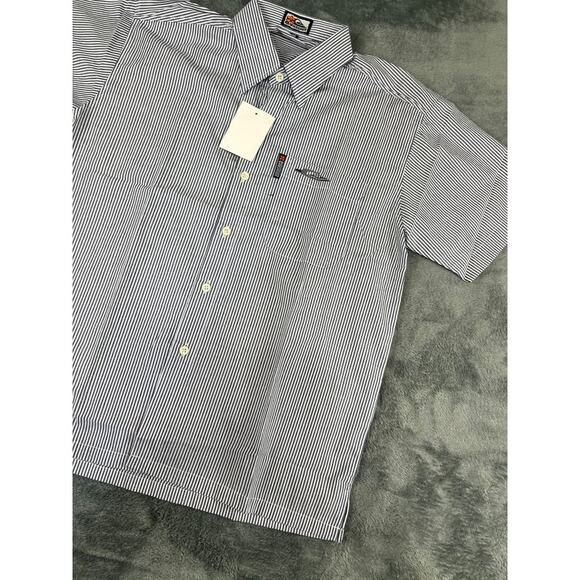 Men’s Quiksilver Medium Blue/White Striped Short-Sleeve Shirt NWT - Picture 8 of 11